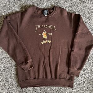 Thrasher Gonz Logo Brown Crewneck Sweatshirt